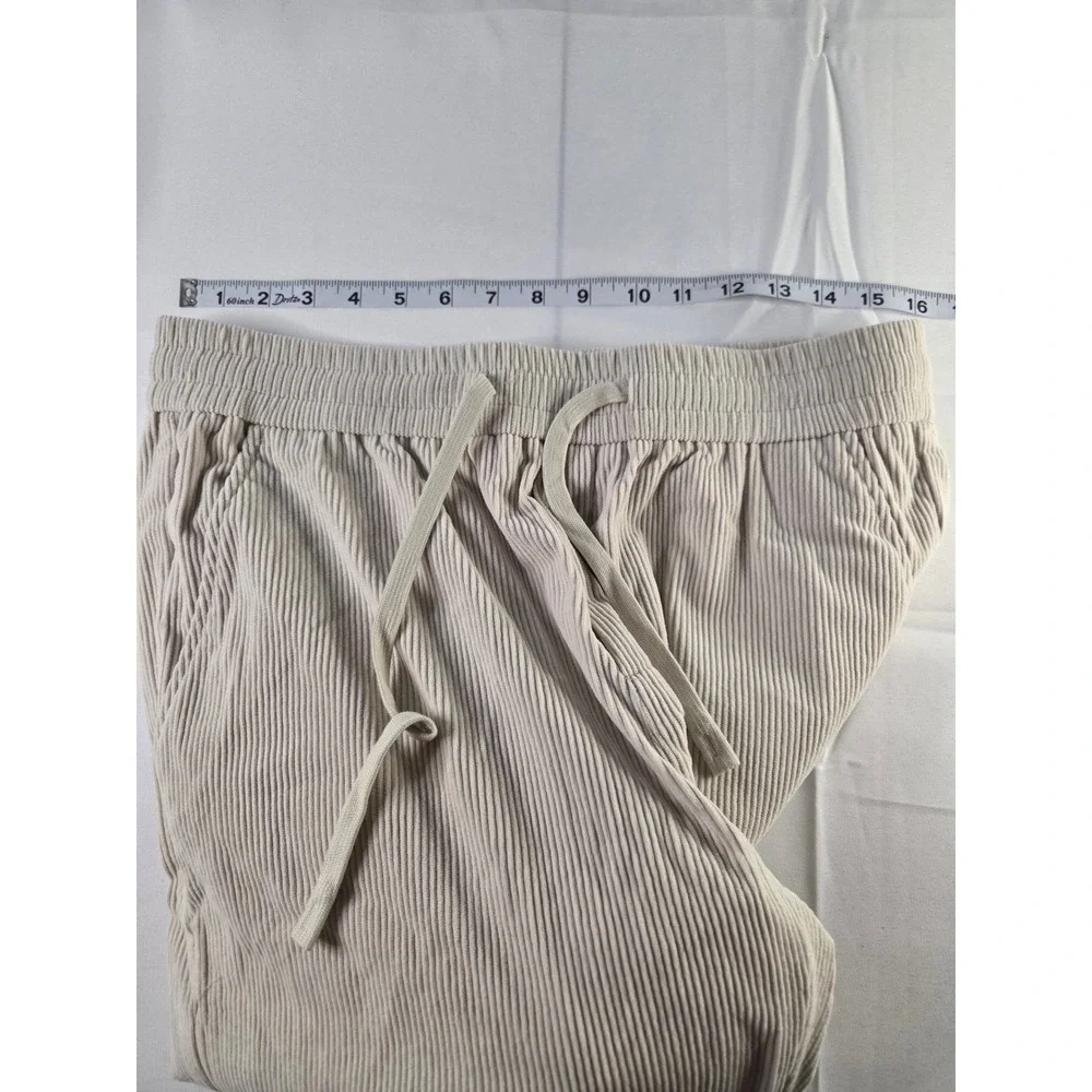 Coolgym Mens Baggy Ribbed Sweatpants Beige Medium New Drawstring Joggers Pockets
